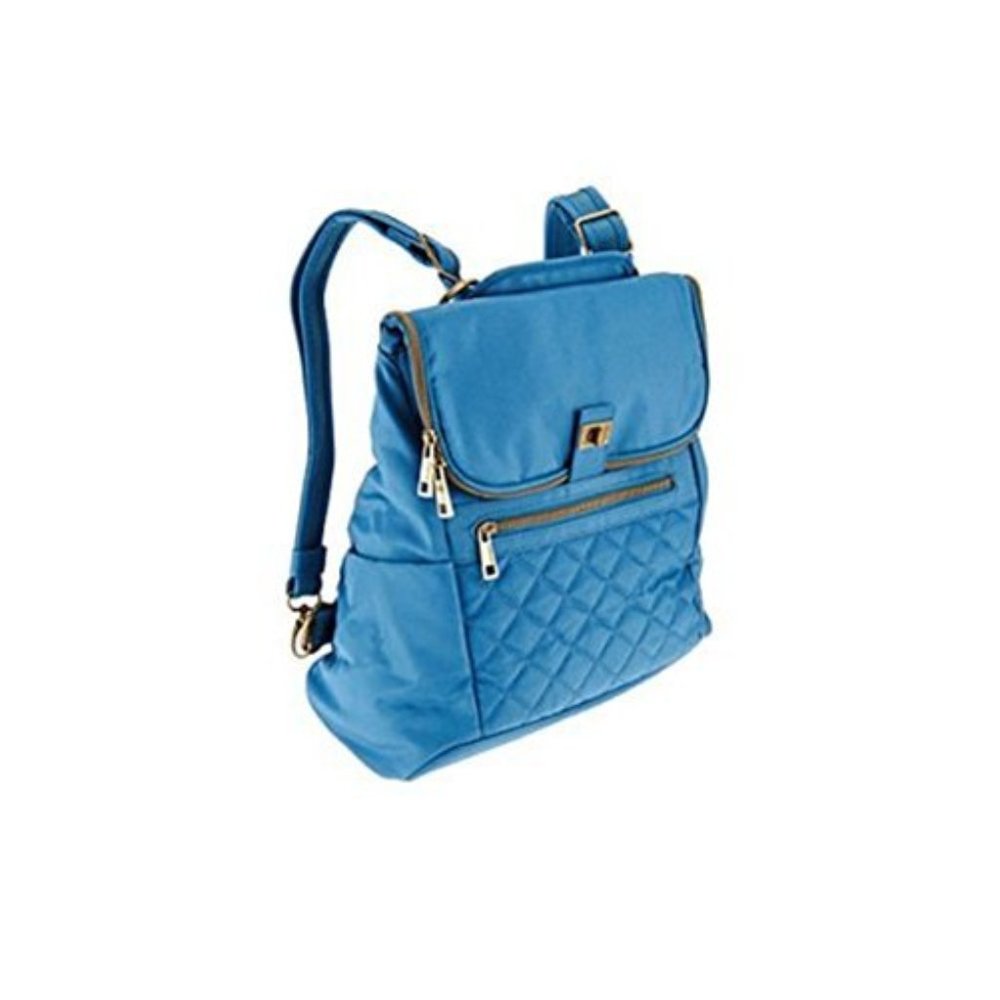 Travelon Foldover Quilted RFID Convertible Backpack Blue